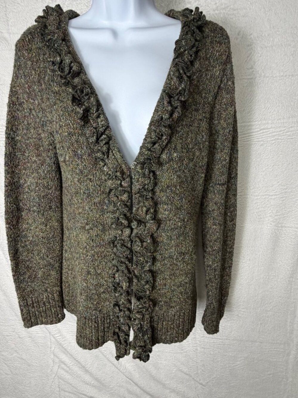 Christopher & Banks Women's Green Button Up Cardigan Size Medium Long Sleeve